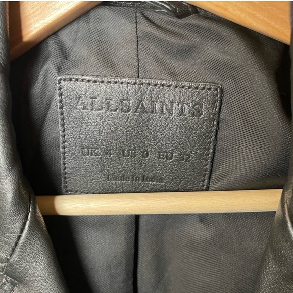 ALL SAINTS Leather Slim Biker Jacket - Picture 6 of 7